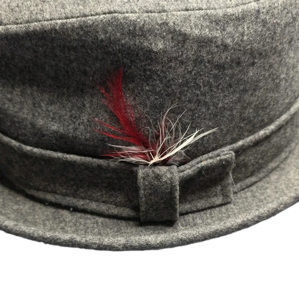 Pendleton Men's Gray Fedora Hat Size 7 Feather Accent Solid Casual Fall Winter